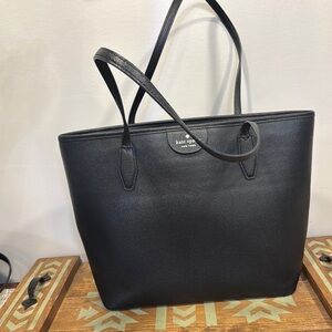 Kate Spade Black Leather Tote Structured Minimalist Design